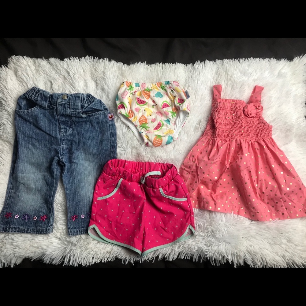 Girls 12M lot of 4 pc play clothes swim diaper